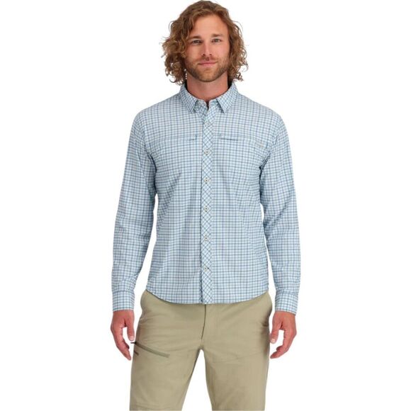 NEW Simms Men's Stone Cold LS Fishing Shirt Sky Nightfall Retro Plaid XL - Picture 1 of 16